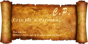 Czirják Piroska névjegykártya